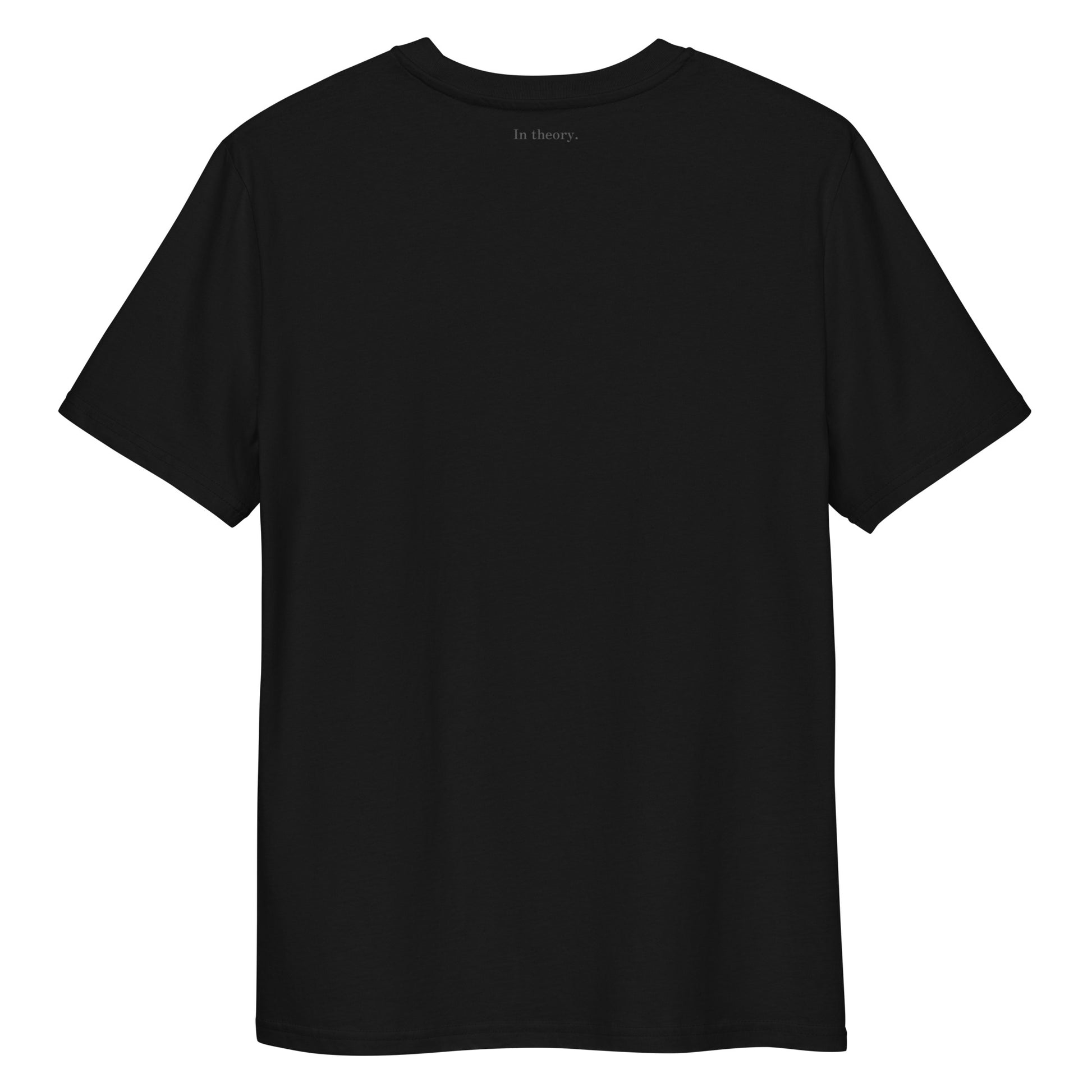 Modern Copyright Tee in black, organic cotton, back view