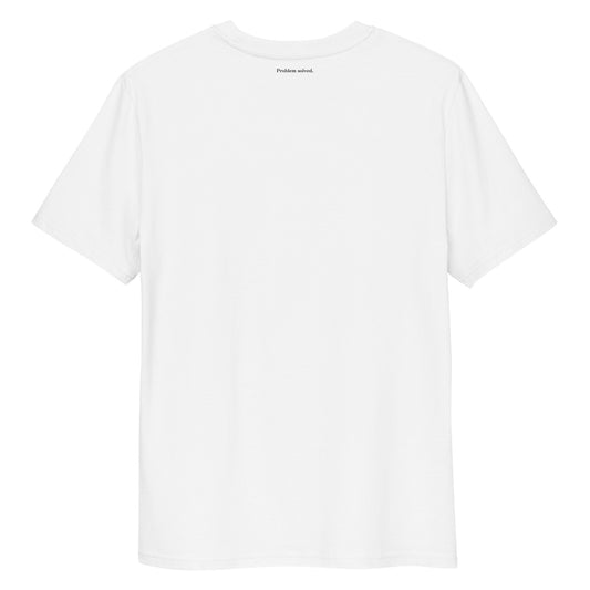 Problem Solved Tee in white, organic cotton, back view